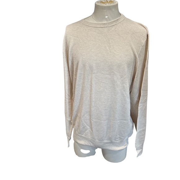 J. Crew Mens Textured Knit Crewneck Sweater Oatmeal Heather BM043 XXL New - Picture 2 of 8